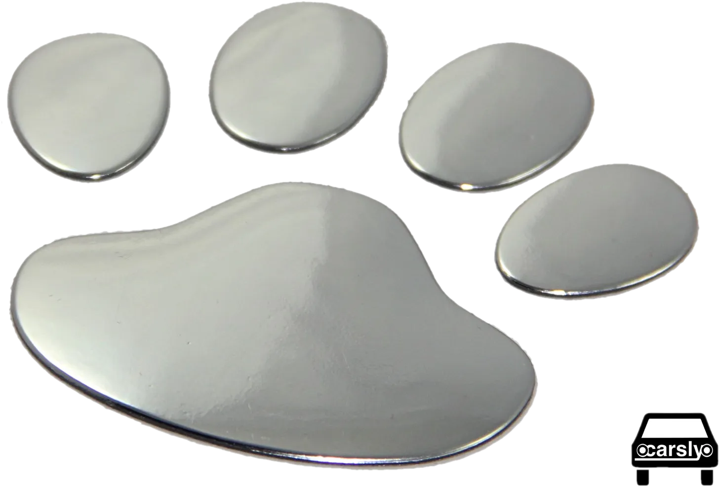 Carsly Aufkleber in Form einer Tatze mit 3D-Chromoptik