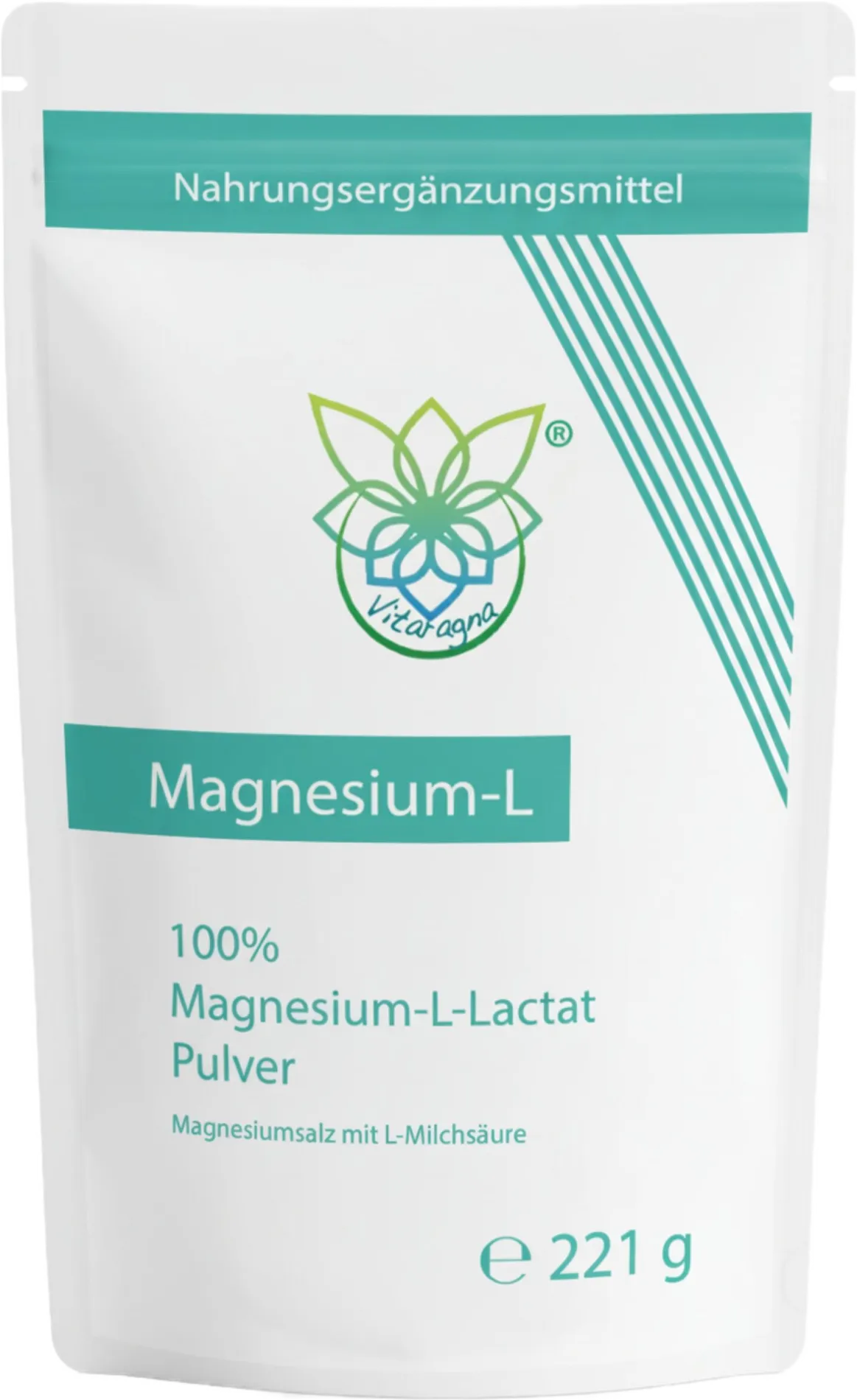 Vitaragna Magnesium-L, Magnesium-L-Lactat als Pulver im Standbeutel, 221 g